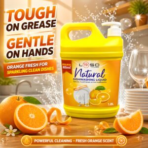LYKSO Dishwash Liquid Orange Fresh 1.8kg + 200ML FREE