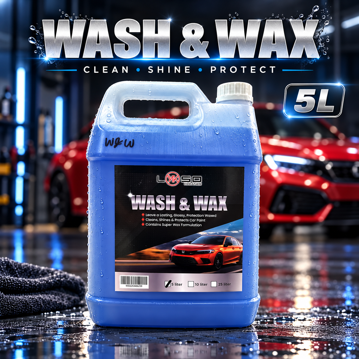 WASH & WAX CAR SHAMPOO 5L