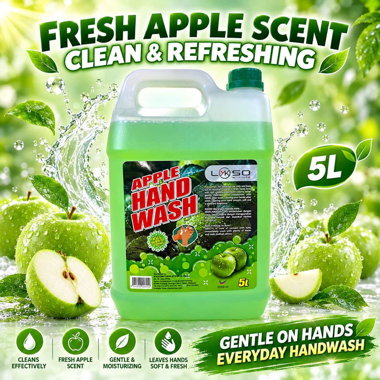 LYKSO HANDWASH ANTI-BACTERIAL APPLE 5L