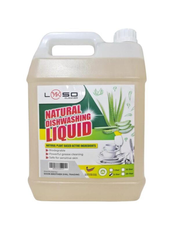 LYKSO Natural 5L Dishwash Liquid Aloe Vera Fresh