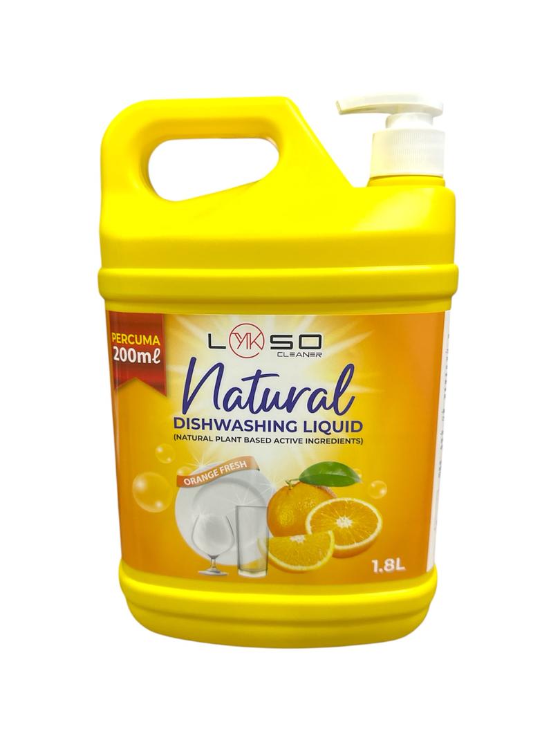 LYKSO Natural 1.8kg + PERCUMA 200ML Dishwash Liquid Orange Fresh