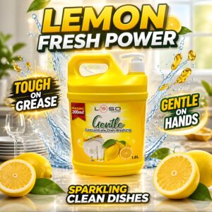 LYKSO Dishwash Liquid Lemon Fresh 1.8kg + 200ML FREE