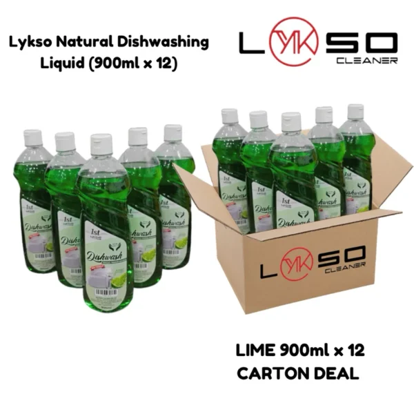 LYKSO Natural Dishwash Liquid Fizzy lime Fresh 900ML x 12 Btl（Box📦）